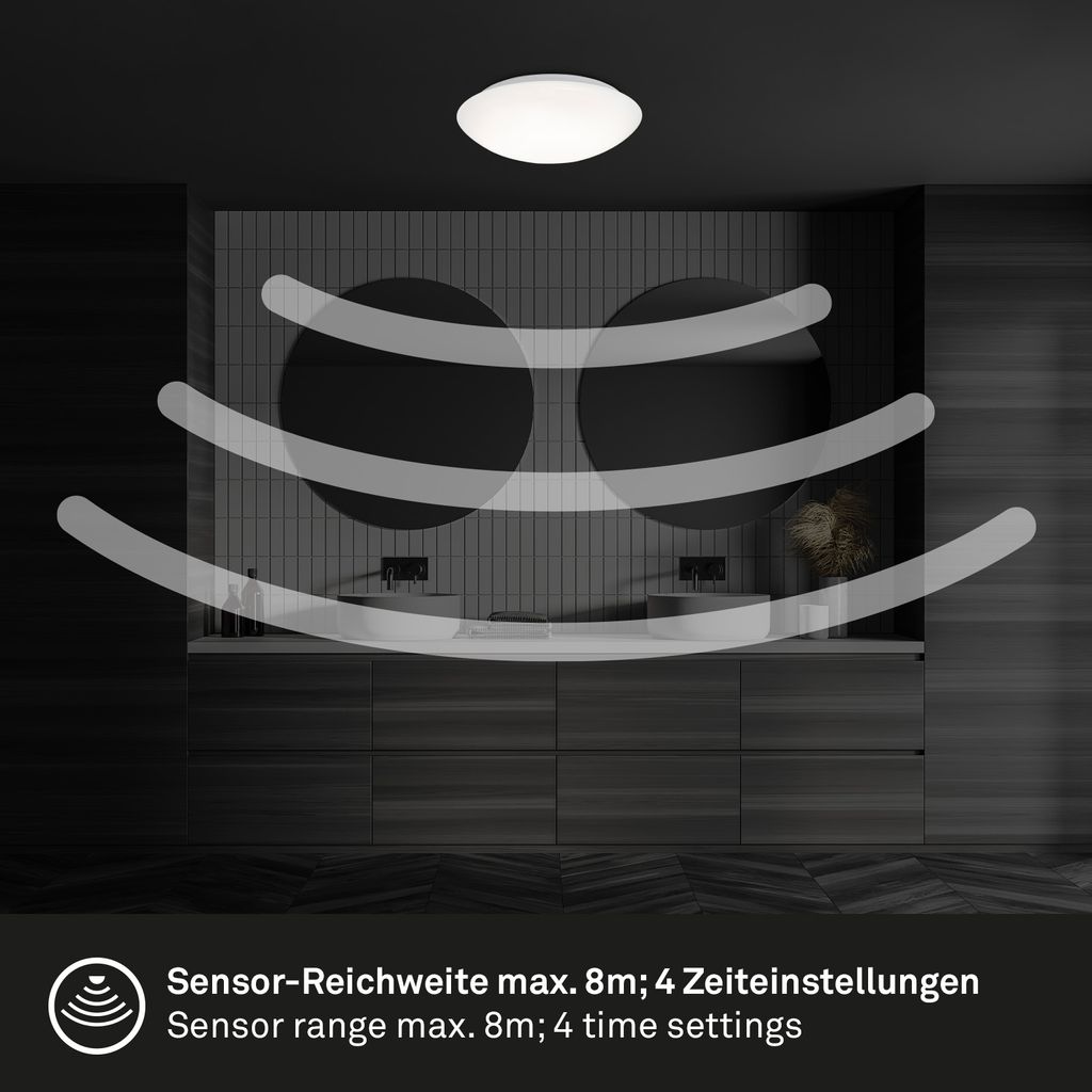 LED Deckenleuchte mit Bewegungsmelder Deckenlampe Sensor Lampe IP44 15W Weiß 3