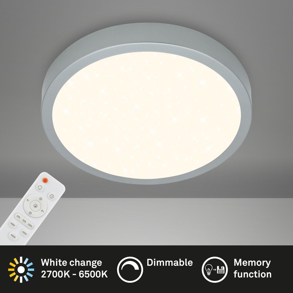 CCT LED surface-mounted luminaire Ø 38 cm, LED board, 22 W, 2900 lm, silver