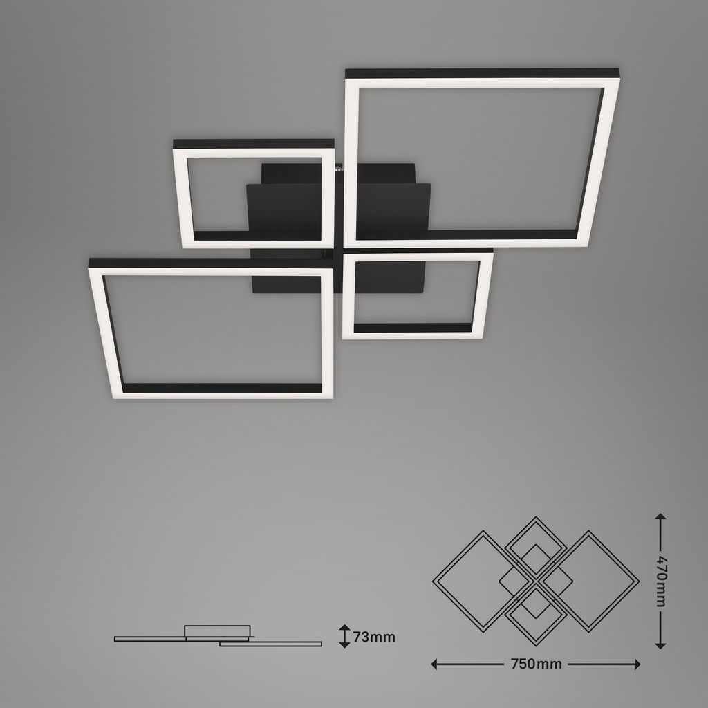 LED Deckenleuchte Deckenlampe schwenkbar dimmbar 48 W Schwarz Briloner 21