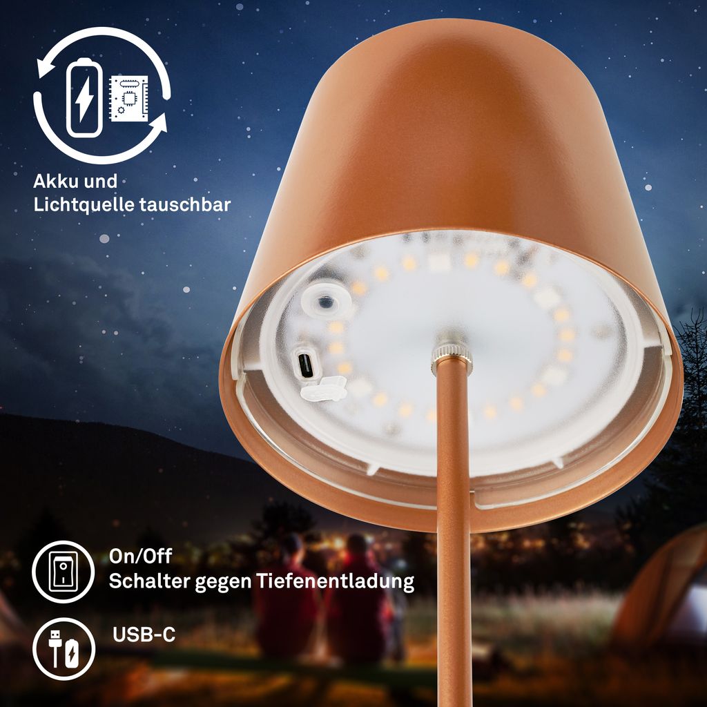 LED Tischlampe Akku LED Tischleuchte Dimmbar Kabellos Terrasse RGB Touch 2