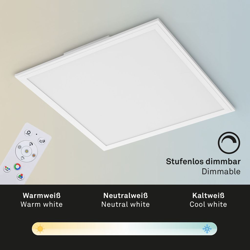 LED Panel Ultraflach RGB CCT Deckenlampe Weiß Dimmbar Kunststoff 24W Briloner 6