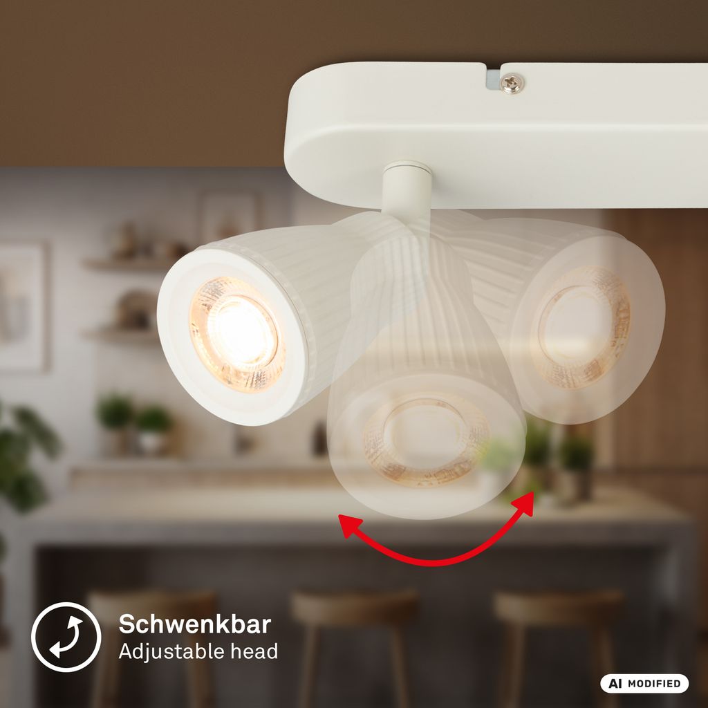 Riff Deckenstrahler 35 cm - 10,5W, 1200lm, LED, Schwenkbar, Altweiß