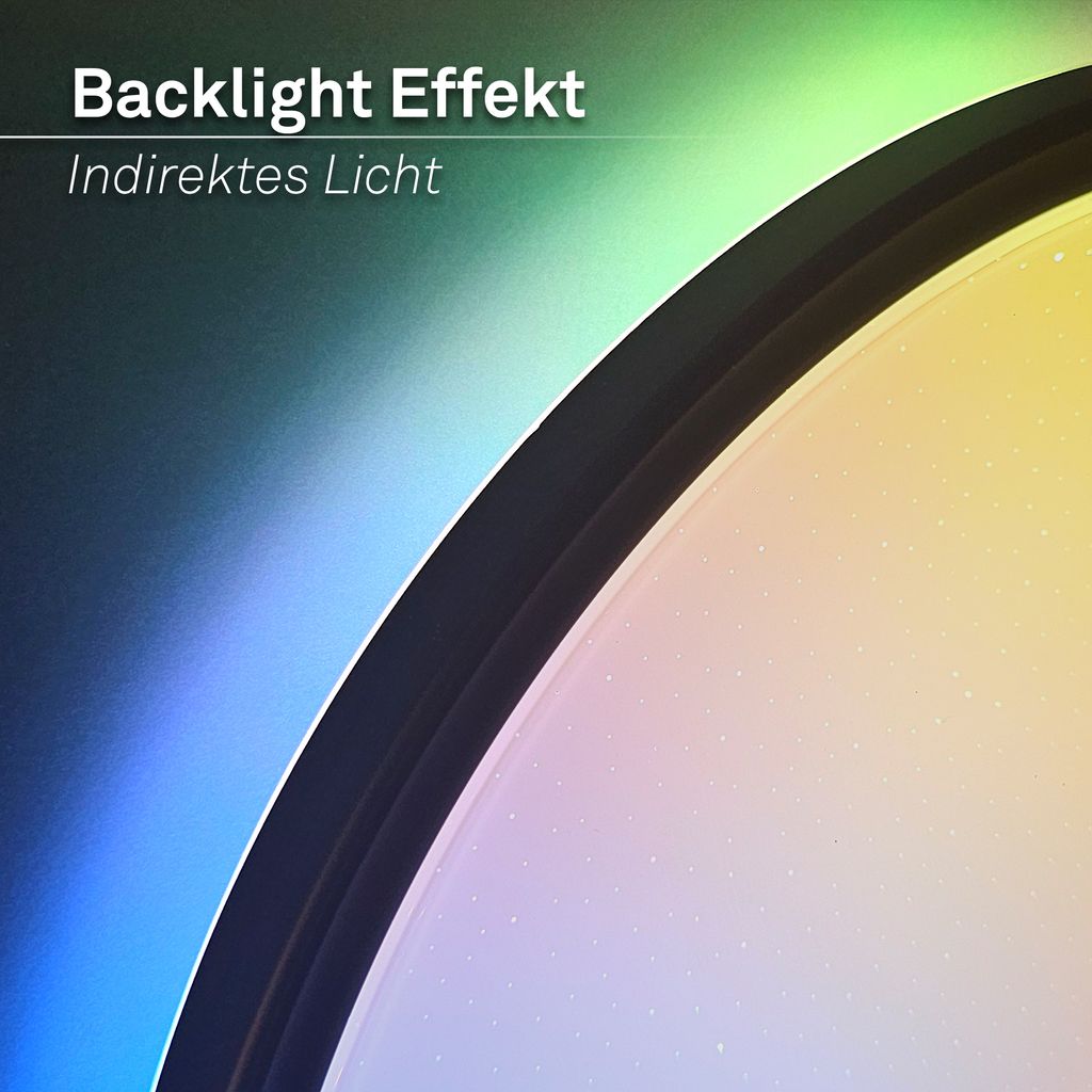 Slim Deckenlampe Ø37,5 cm - LED, AuraGlow, Farbwechsel, Dimmbar, Fernbedienung, Schwarz