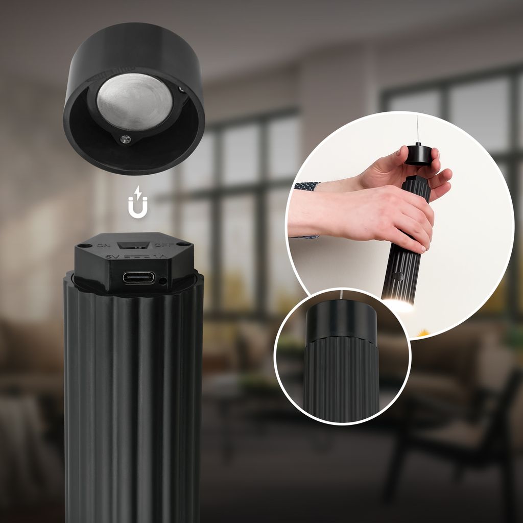 Hang Pendelleuchte - 3,5W, 280lm, Akku, LED, Höhenverstellbar, Schwarz