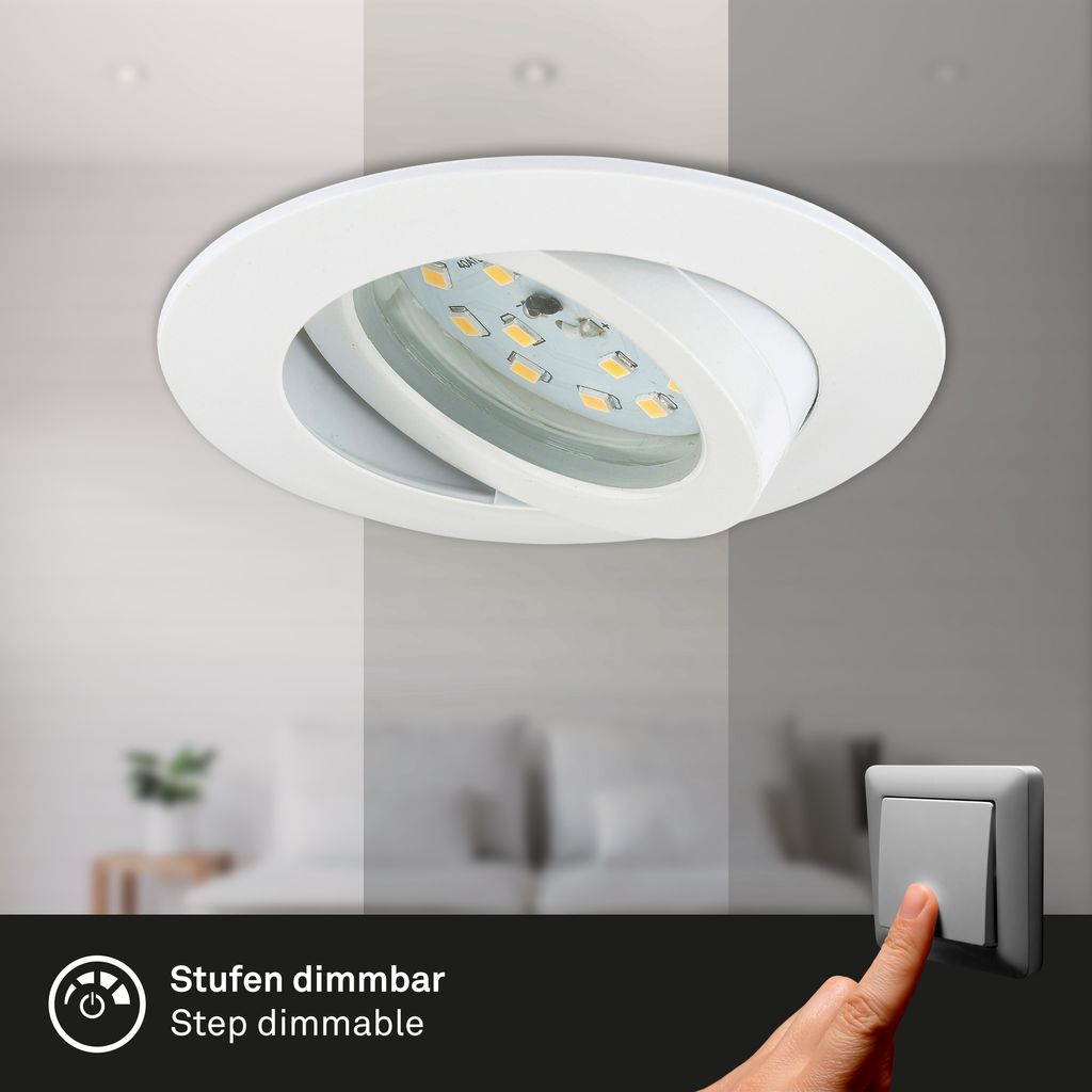 3er Set LED Einbauleuchte, Ø 8,2 cm, 6,5 W, Weiß