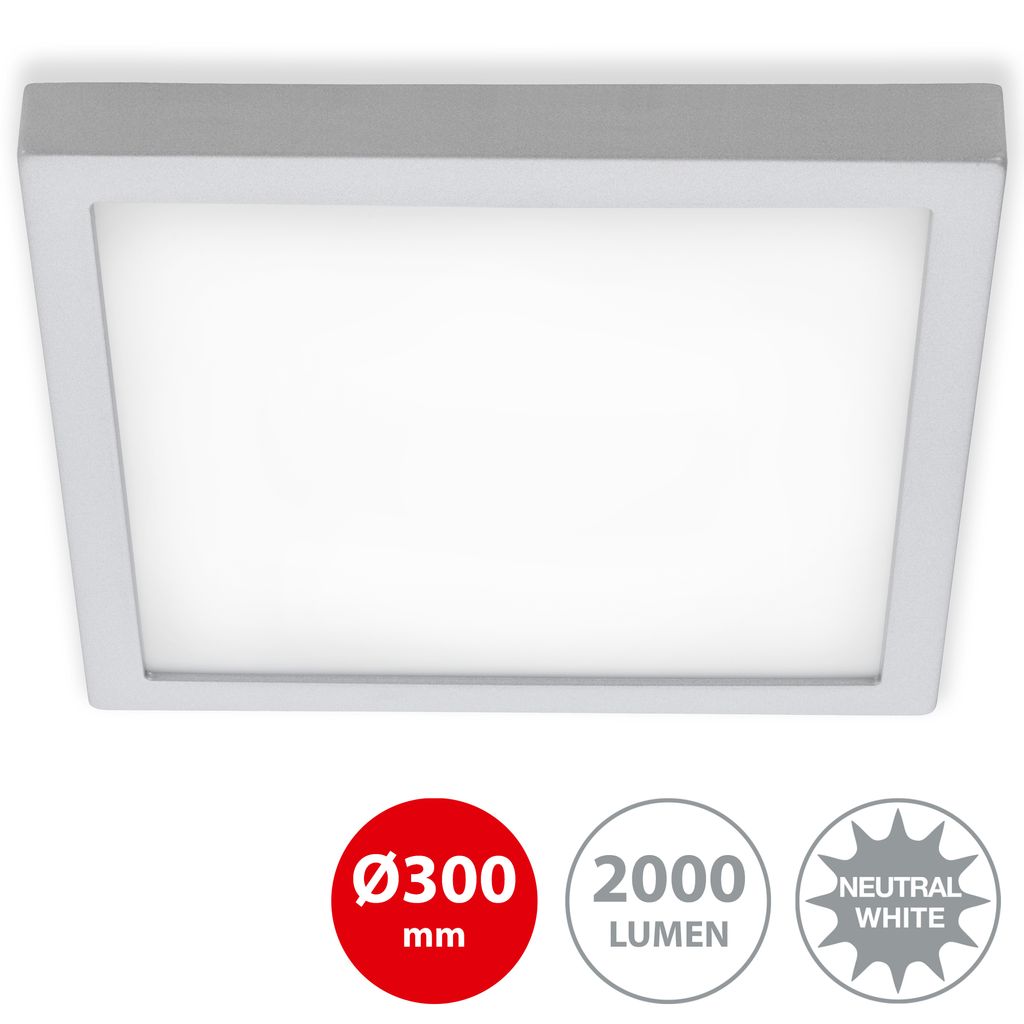 LED Aufbauleuchte Deckenlampe 21 W Quadratisch 4000K Chrom-Matt Briloner 2