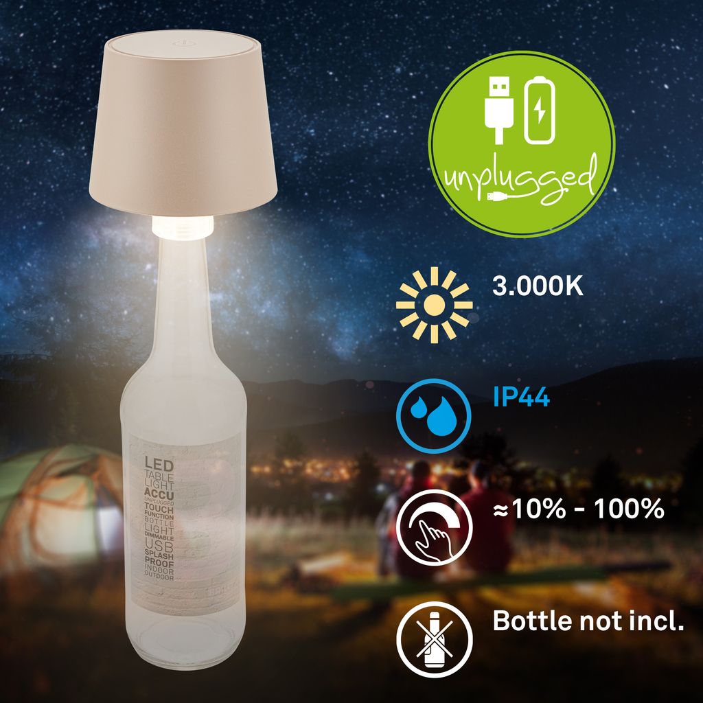 LED Flaschenlampe Flaschenlicht Tischlampe Dimmbar Touch Fernbedienung Kabellos 5