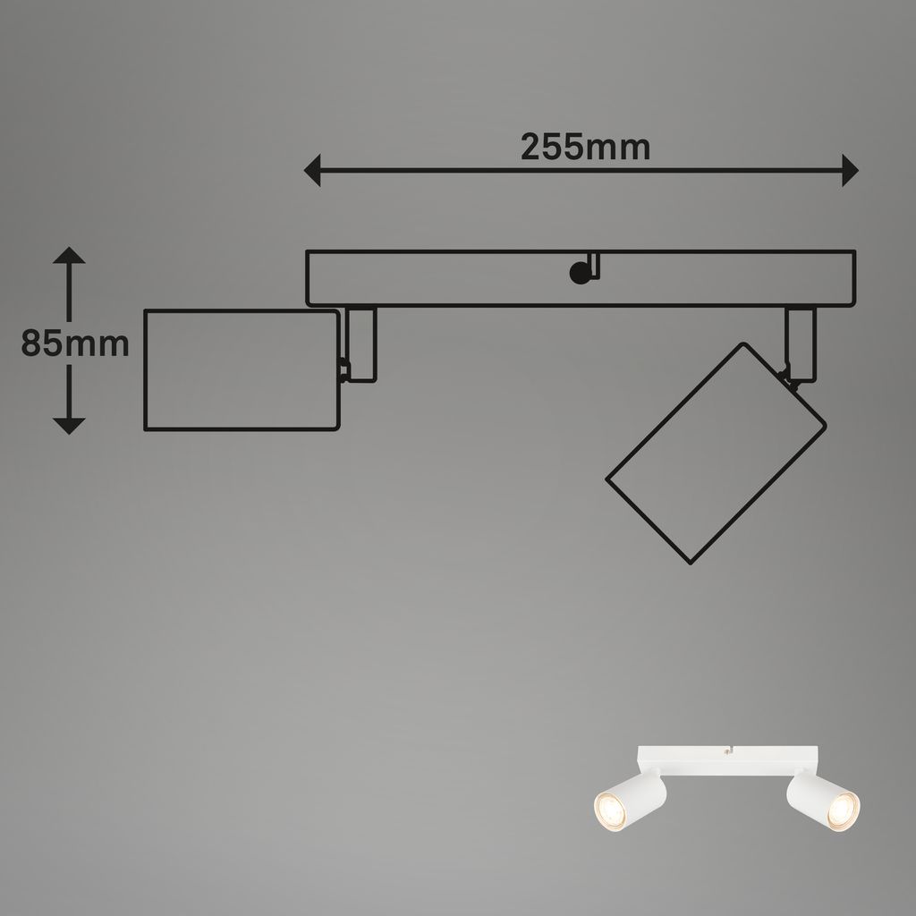 Deckenstrahler Spotleuchte Deckenlampe Wohnzimmer Flur schwenkbar. 2-flammig 4