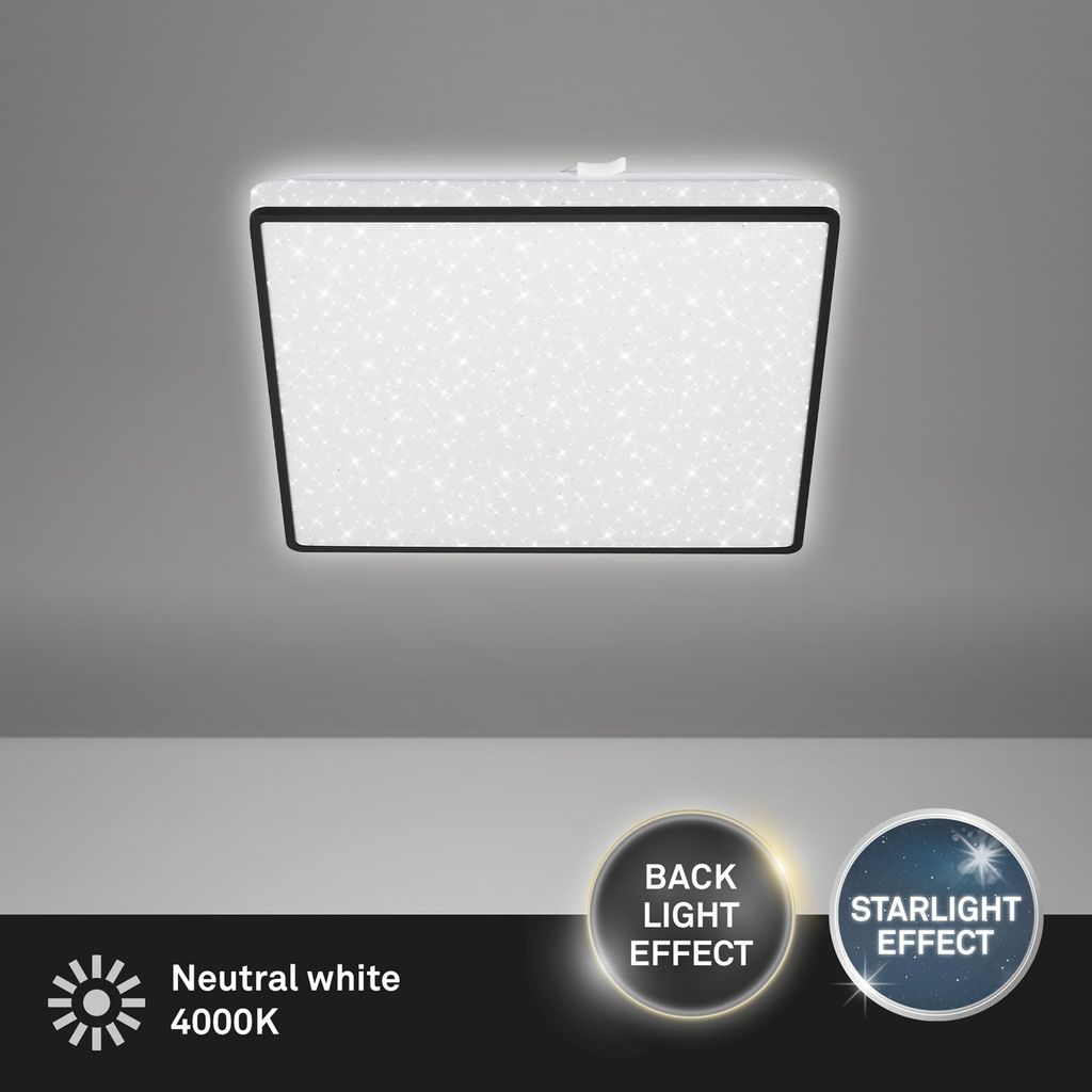 LED-Deckenleuchte, 27 cm, LED-Platine, 15 W, 1800 lm, schwarz