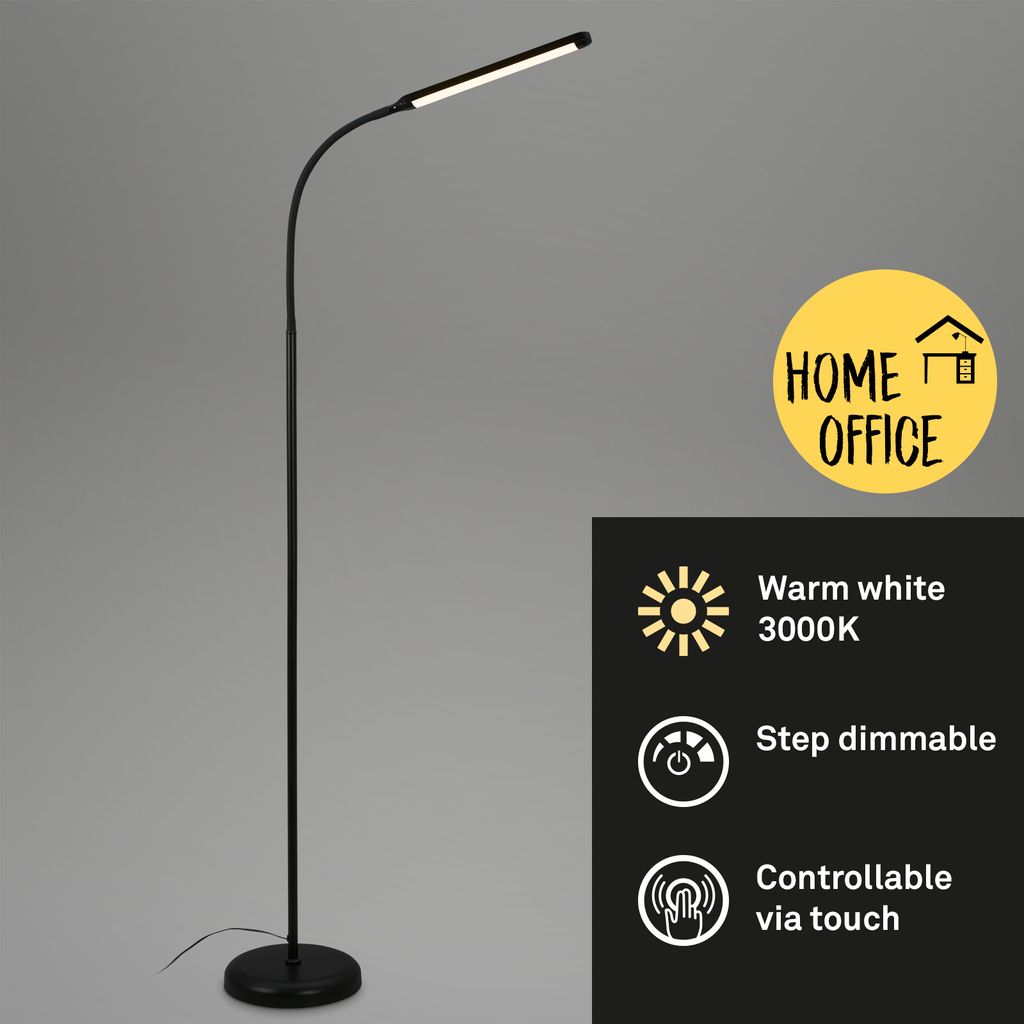 LED Stehleuchte, 126,5 cm, 6W, 600lm, schwarz