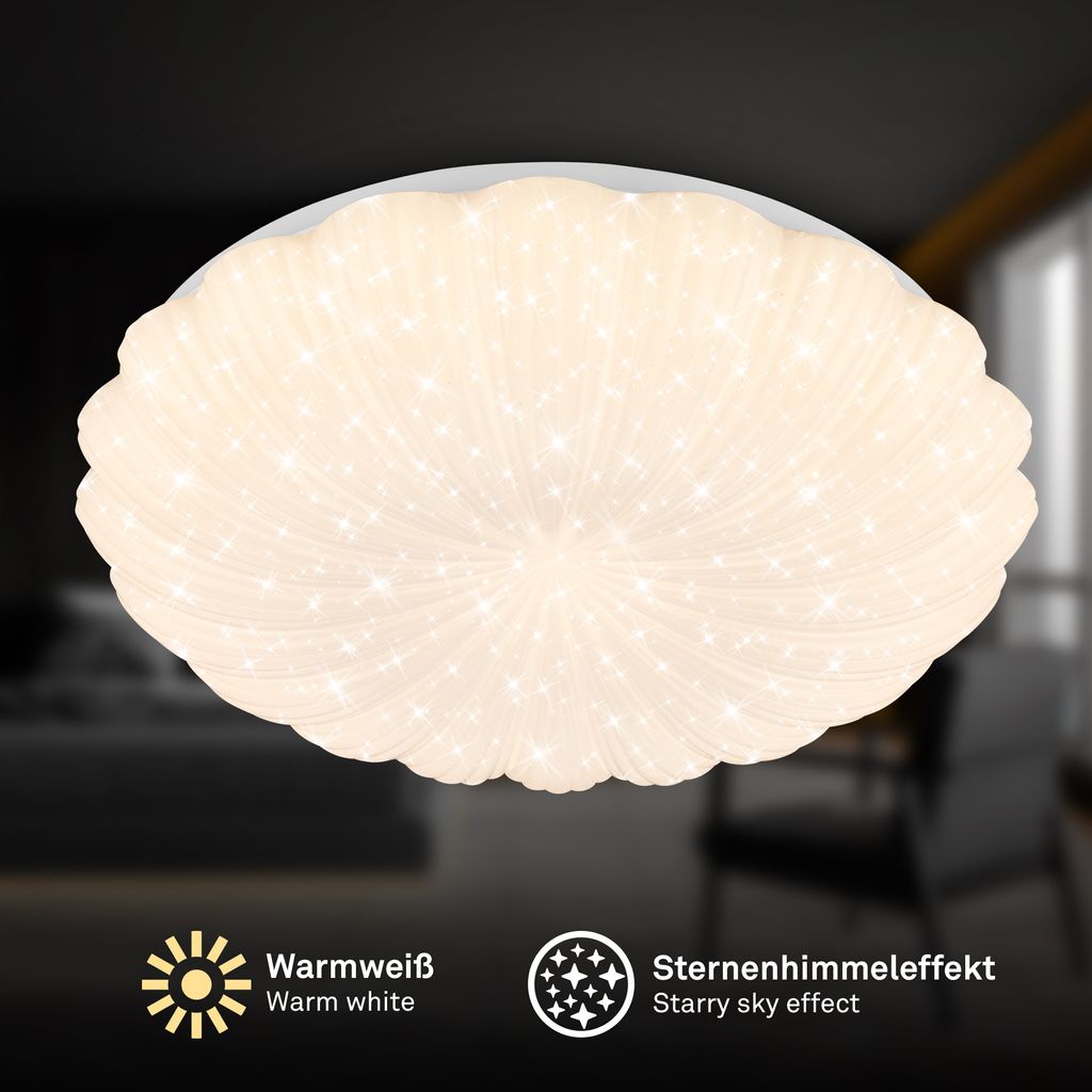 Cosmo Deckenlampe Ø38,5 cm - 24W, 2600lm, LED, Warmweiß, Sternenhimmel, Weiß