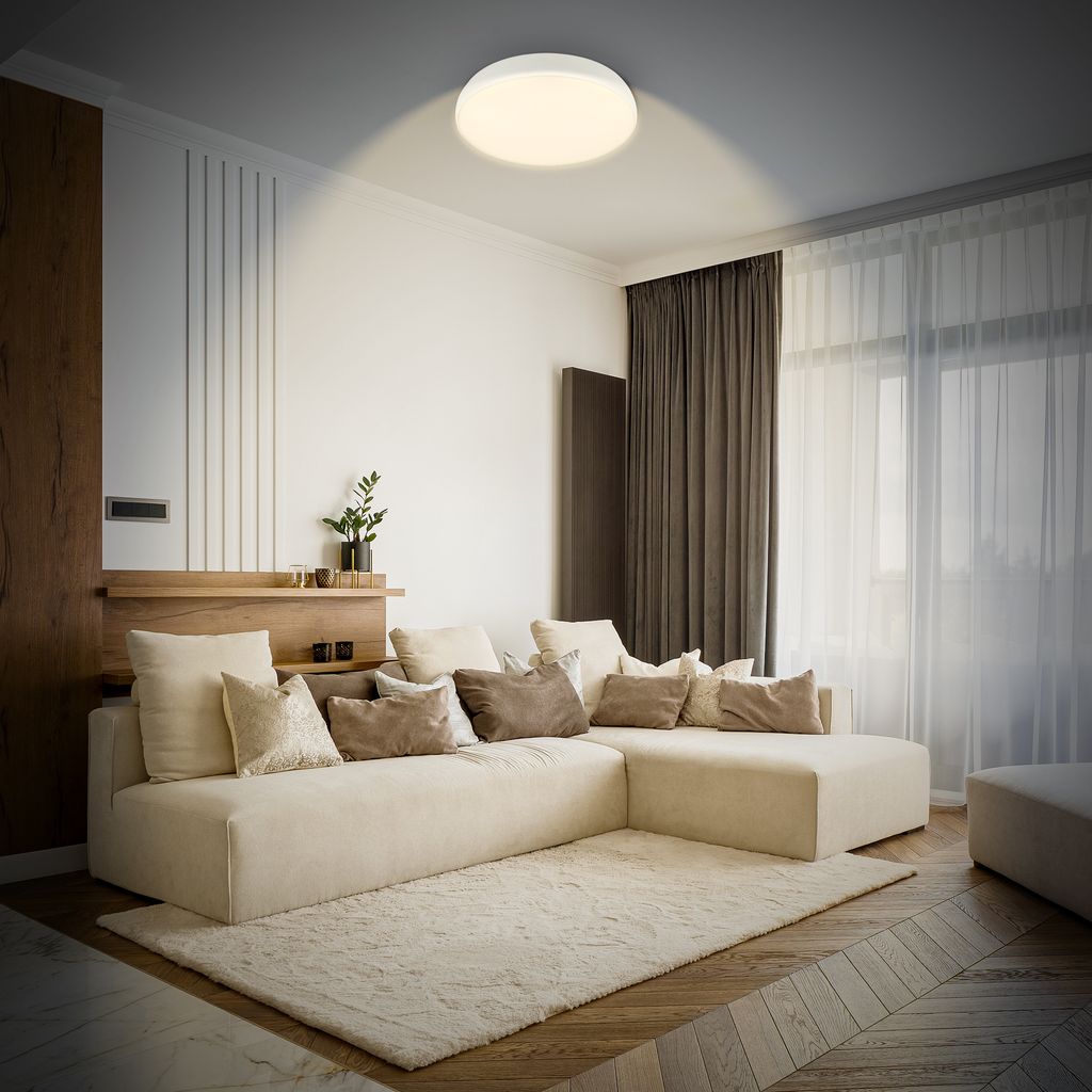 Nikan Deckenleuchte Ø28,5 cm - 22W, 2300lm, LED, Dimmbar, CCT, Fernbedienung, Weiß