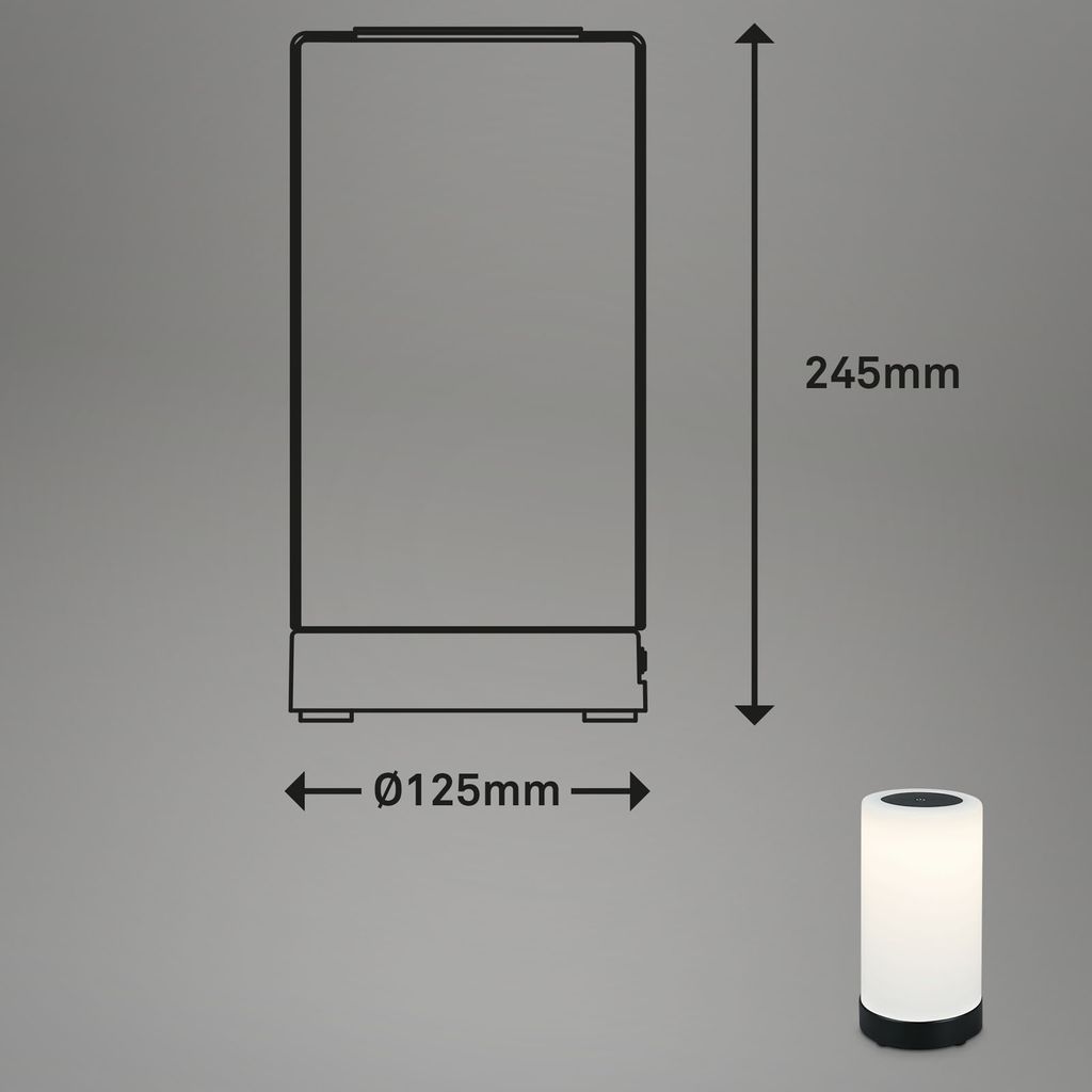 LED Akku Tischleuchte Ø12,5 cm, LED-Modul,  3W, 350 lm, schwarz