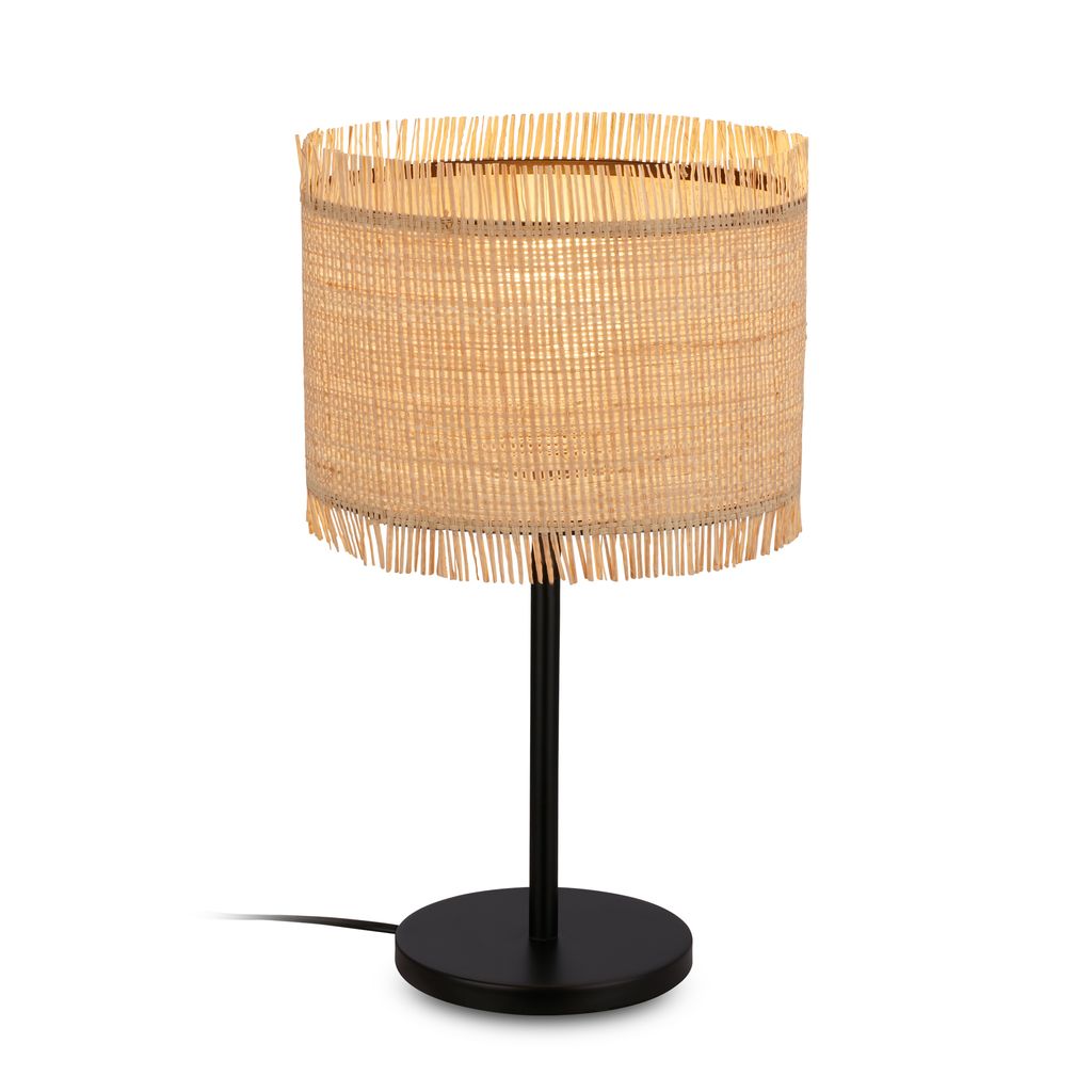 Briloner Borra Tischlampe, Strohschirm, Kabelschalter, Natur