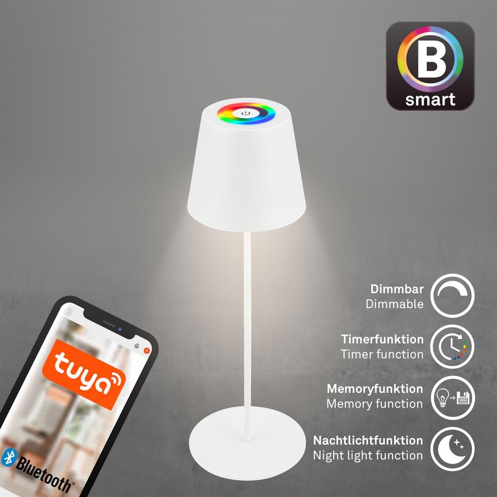 LED Tischlampe kabellos Tischleuchte Smart Appsteuerung Aussen/Innen Dimmbar 2