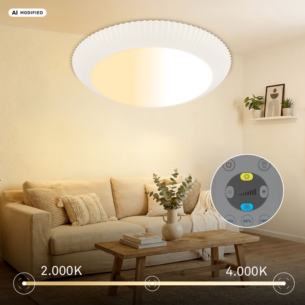 Solea Deckenlampe Ø46 cm - 18W, 2800lm, LED, Dimmbar, Fernbedienung, CCT, Altweiß