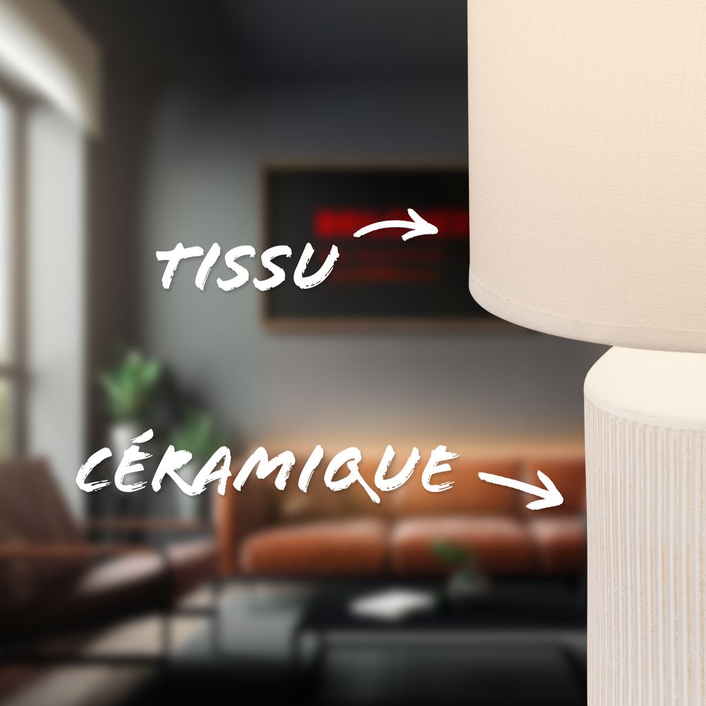 Ino 2er Set Tischlampe mit 2x Leuchtmitteln - Warmweiß, EEK A, Keramikfuß, Kabelschalter, Weiß