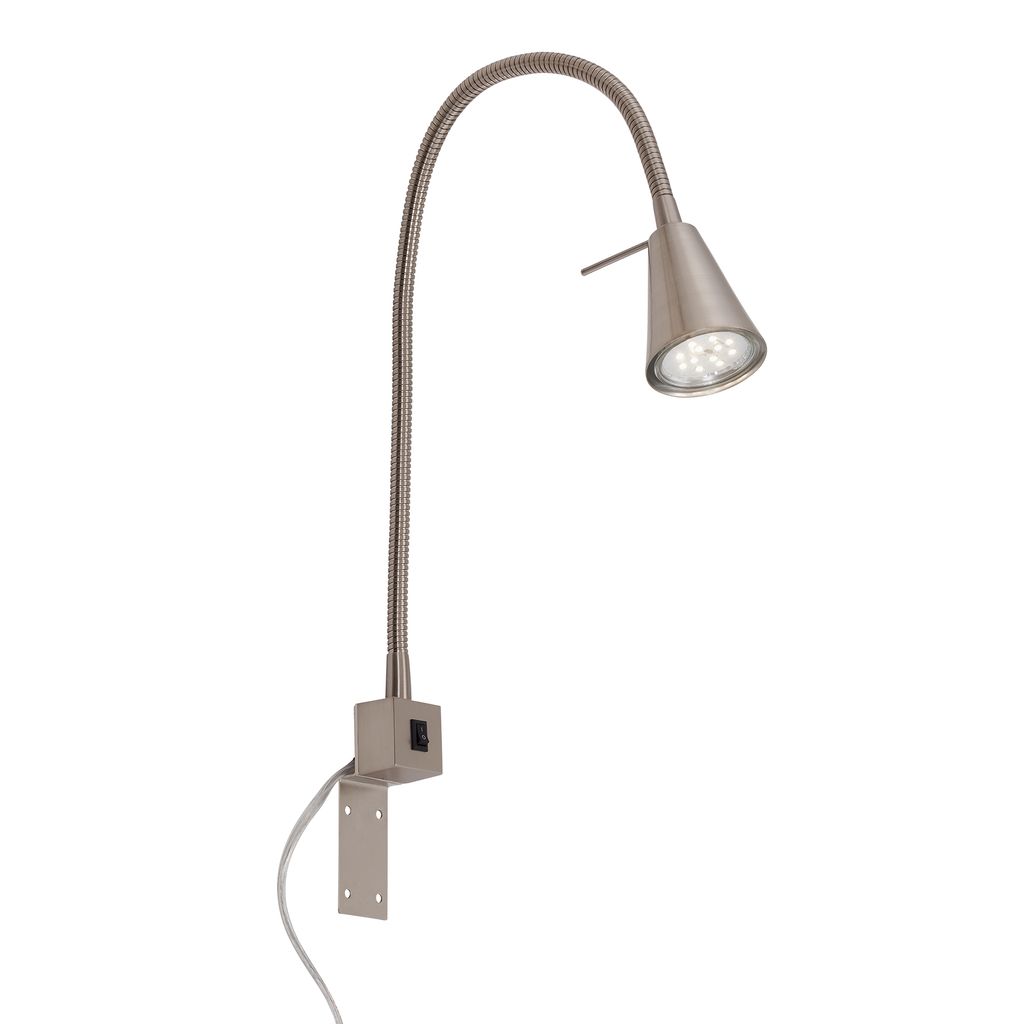 LED Bettleuchte Ein-/Aus-Schalter Flexibel GU10 5 W silber Metall Briloner 1
