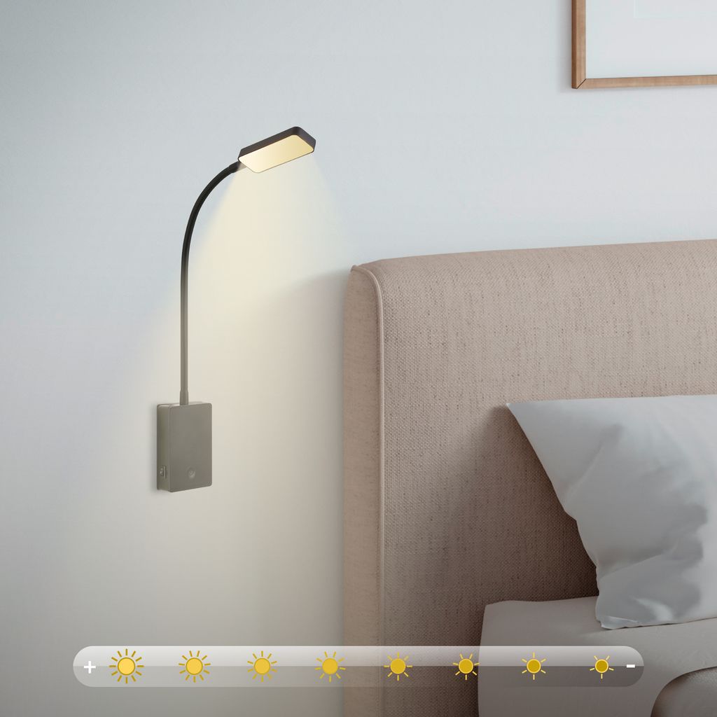 Cielo leeslamp - 2W, 200lm, LED, oplaadbare batterij, dimbaar, touch, zonder stroomaansluiting, zwart