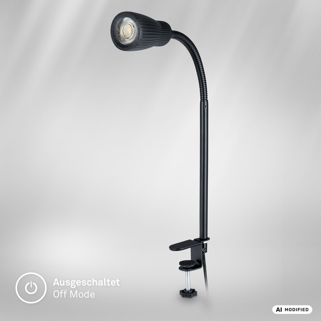 Riff Klemmlampe - 3,5W, 400lm, LED, Schwenkbar, Warmweiß, Schwarz