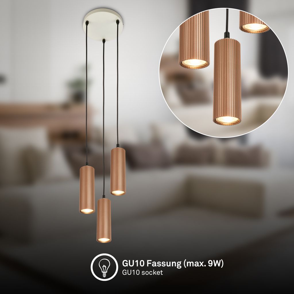 Ida Pendant Light - GU10 Socket, Max. 9W, Height-Adjustable, Coffee-Warm Grey
