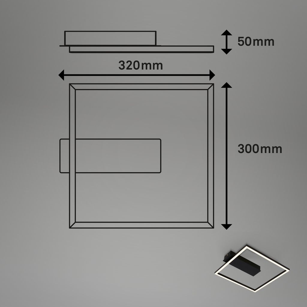 LED Deckenleuchte, 32 cm, 14W, 400lm, schwarz