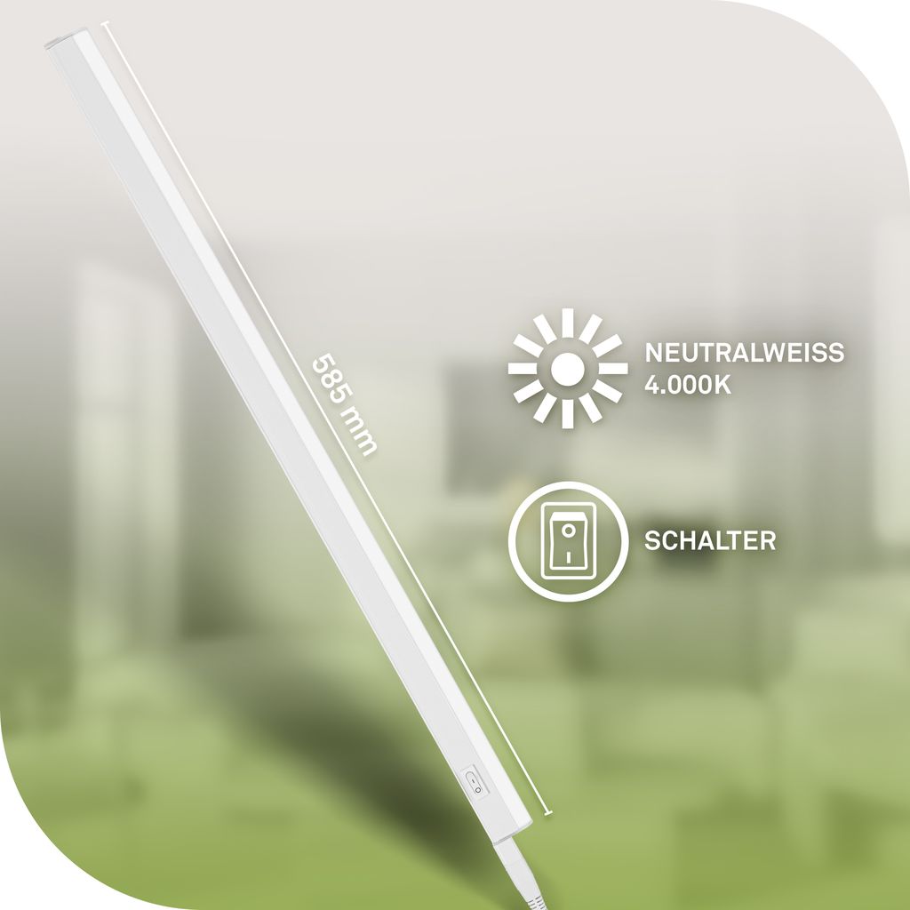Took A Unterbauleuchte 58,5 cm - 3,5W, 740lm, mit EEK A Lichtquelle*, Neutralweiß, LED, Weiß