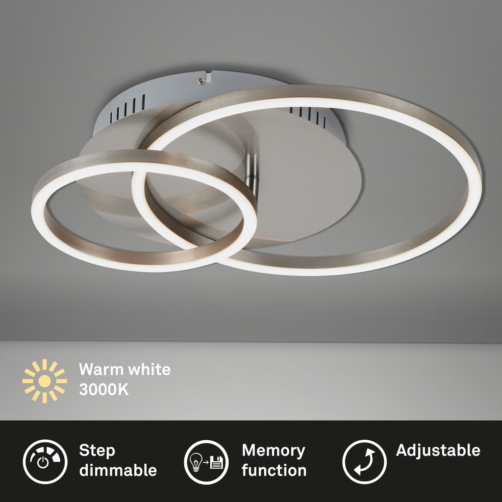 LED Deckenleuchte, 39 cm, 30 W, Matt-Nickel