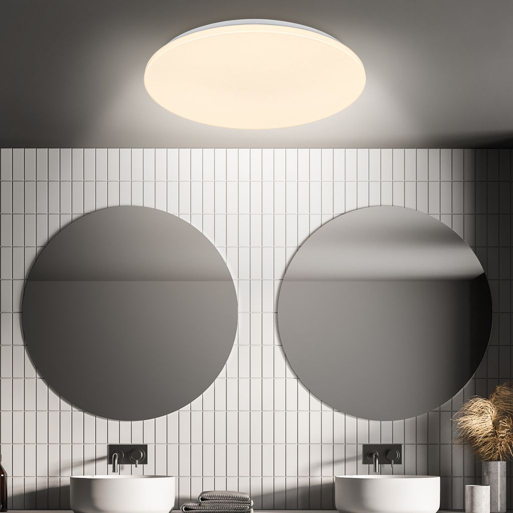 Round LED Ceiling Lamp Bathroom Light 35cm IP54 Motion Sensor 3m Range White