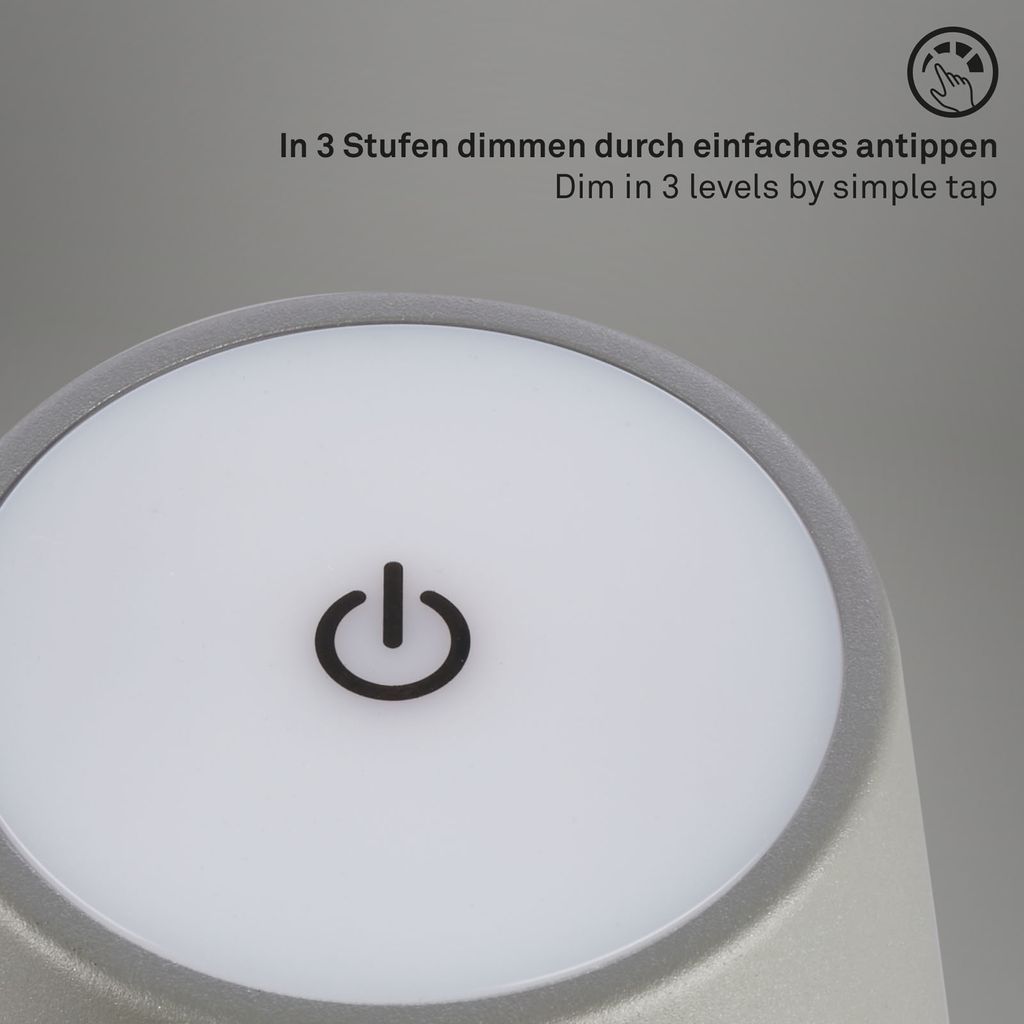 LED Akku-Akku-Tischleuchte 38 cm 2.6W 280lm 2600mAh USB-C Akku chrom Briloner 7