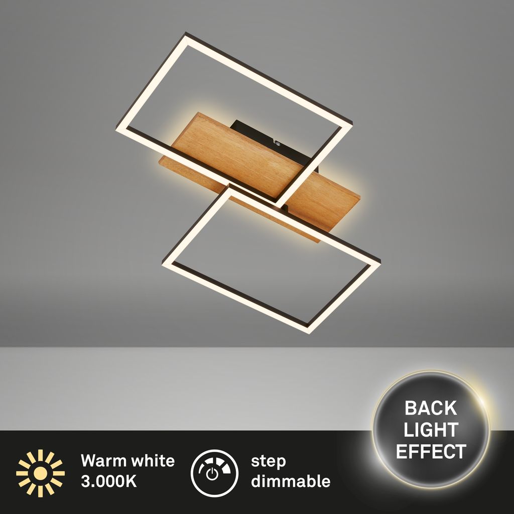 Briloner Cornice LED Deckenlampe, in Stufen dimmbar, Backlight, Schwarz