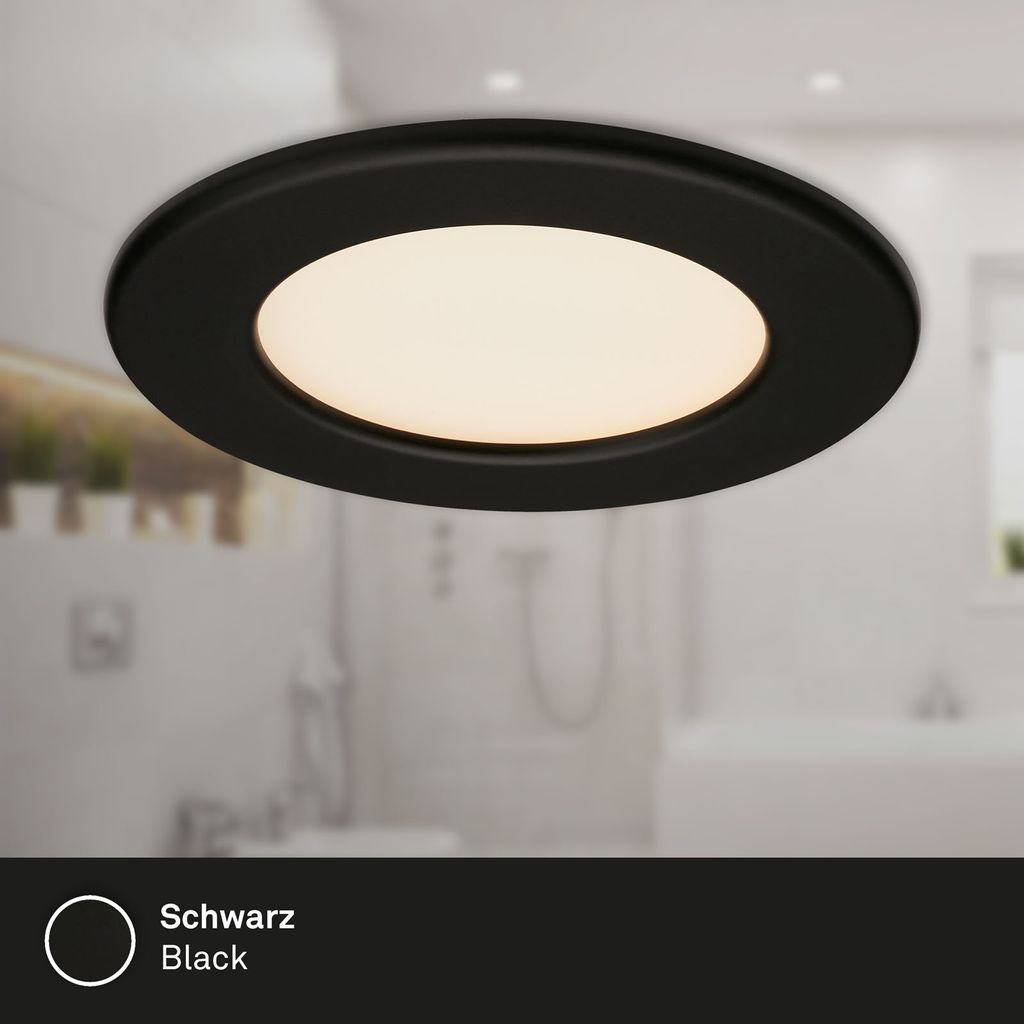 LED Einbauleuchte Ultraflach 3er Set 3000K 6W IP44 schwarz Ø11.5cm Briloner 6
