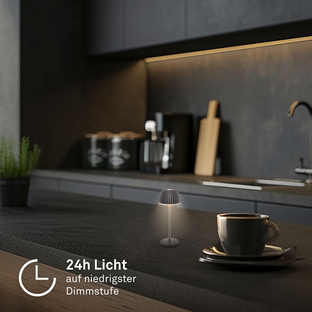 Riffle Nano Tischlampe - 1,5W, 130lm, Akku, LED, Dimmbar, Touch, German Design Award Winner 2025, Anthrazit