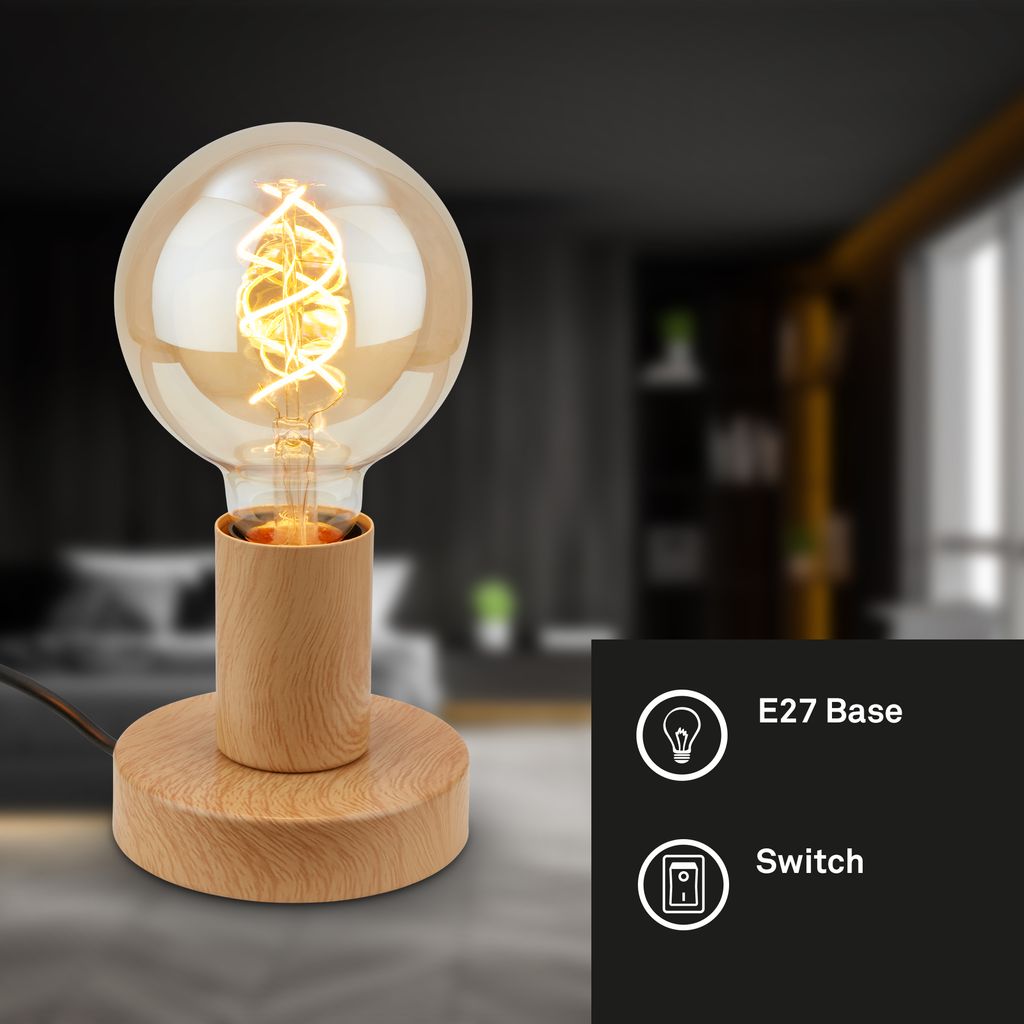 Tischlampe Tischleuchte Wohnzimmer Schlafzimmer Retro Vintage Kabelschalter 2