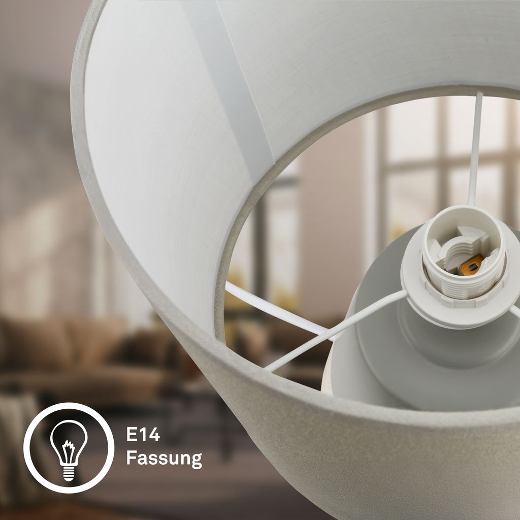 Linda Tischlampe - mit Schalter, Keramik, E14 Fassung, Grau-Holzoptik