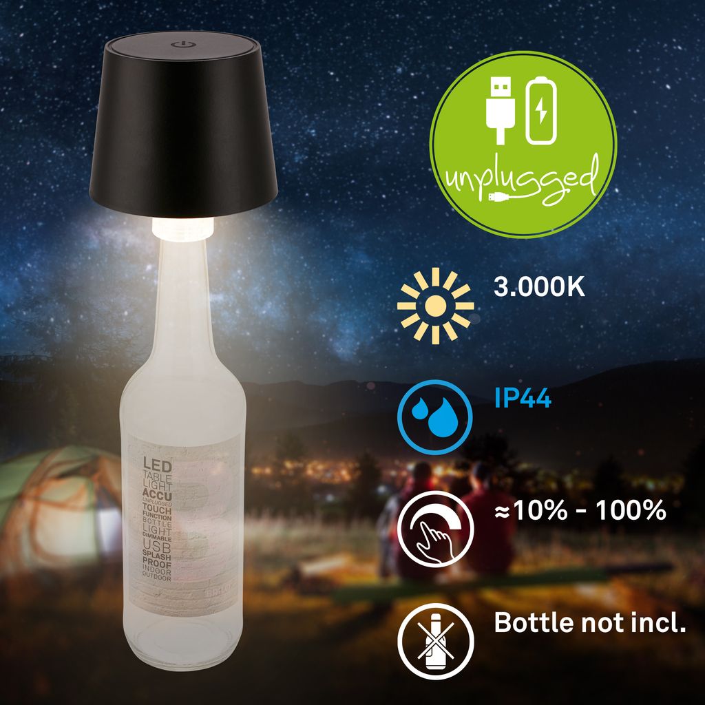 LED Flaschenlampe Flaschenlicht Tischlampe Dimmbar Touch Fernbedienung Kabellos 2