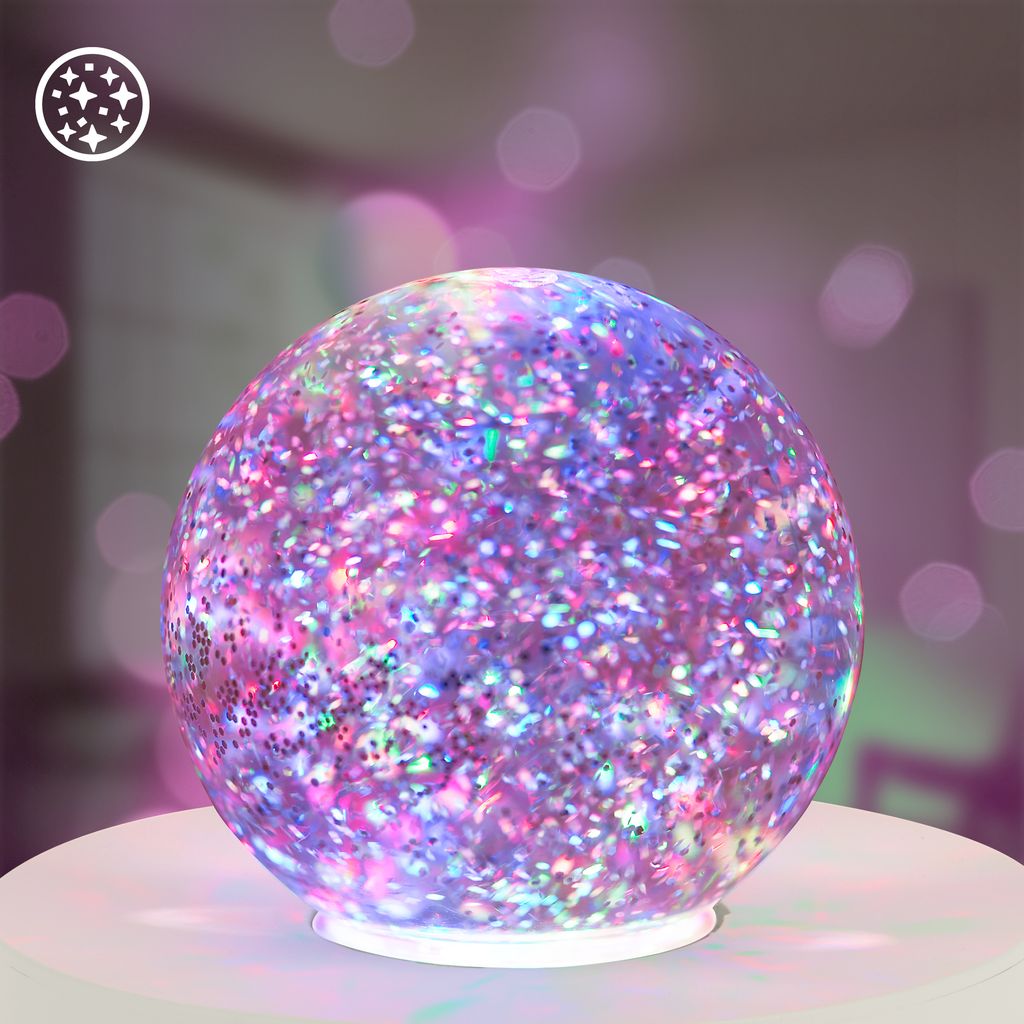 Glitter Tischlampe - 0,6W, RGB, Glitzerkugel, Altweiß