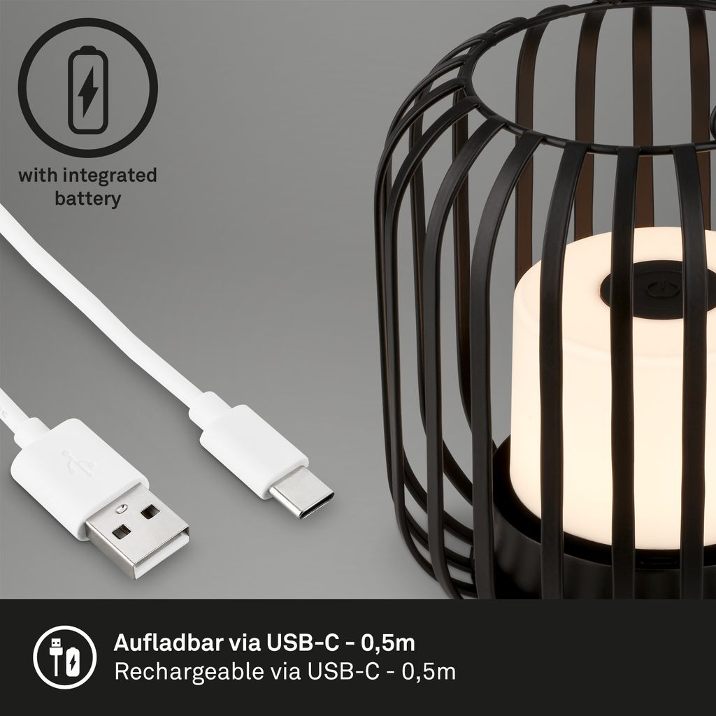 Akku LED Tischleuchte. schwarz-gold. 1xLED/2W 4