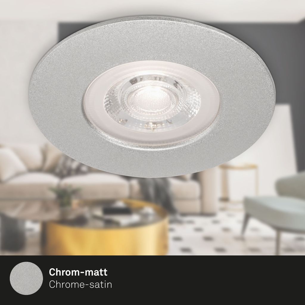 LED Einbauleuchten Badlampen dimmbar 4er Set 4.9W IP44 Ø9cm chrom Briloner 6