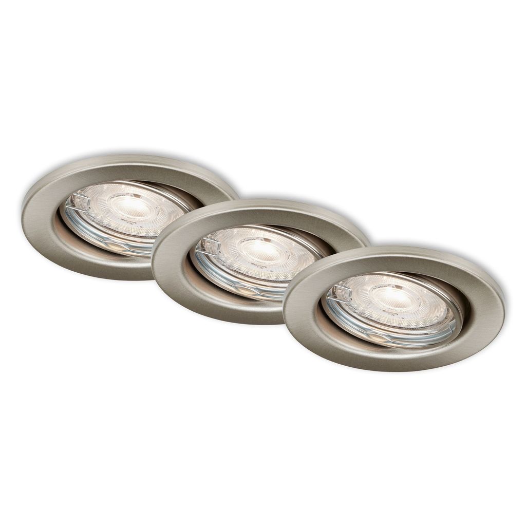LED Einbauleuchten  dimmbar 3er Set GU10 5W silber Metall Ø8.6cm IP23 Briloner 0