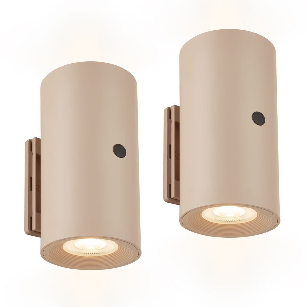 Isy Wandlampe - 2W, 140lm, Akku, LED, Touch, Dimmbar, 2er Set, Beige