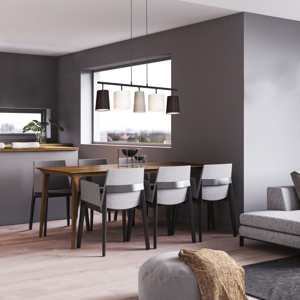 Pendelleuchte Pendellampe 5xE14 Design by Kare schwarz weiß grau Briloner 9