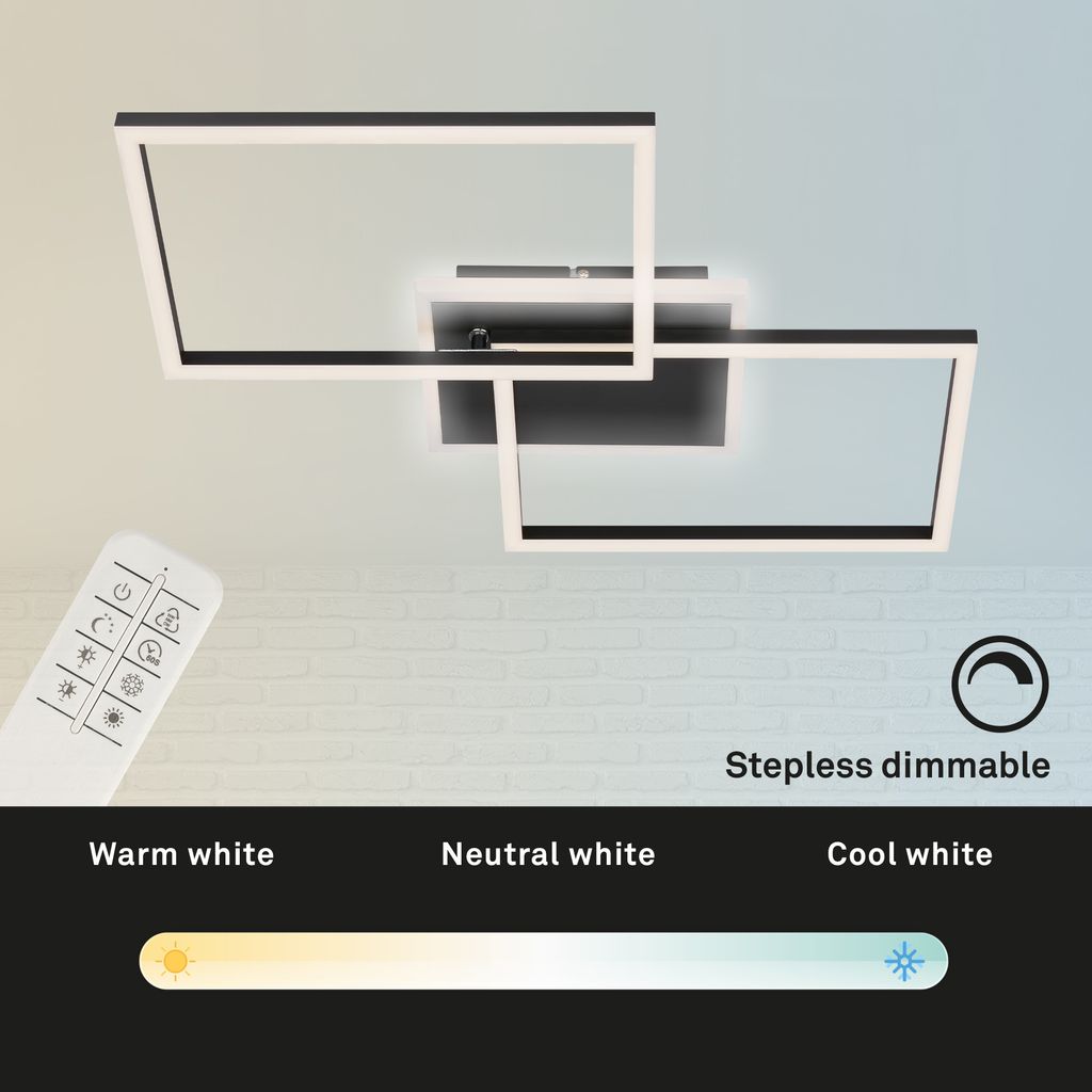 LED Deckenleuchte CCT Dimmbar Fernbedienung Timer 40W schwarz Metall Briloner 3