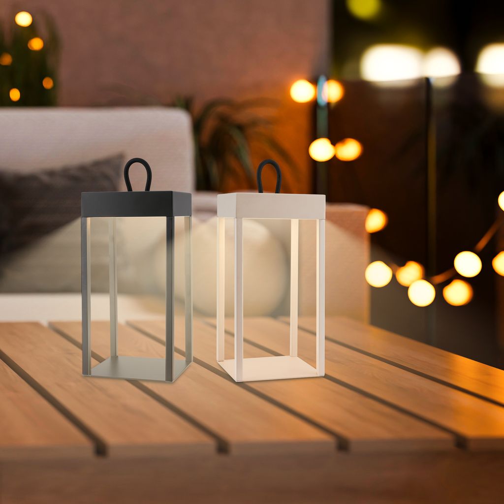 LED Tischlampe kabellos LED Laterne Aussen/Innen Terrasse Dimmbar Touch Akku 5