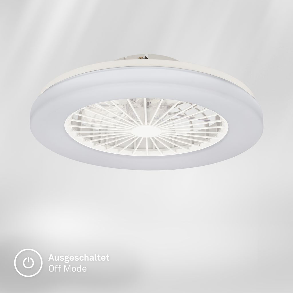 LED Ceiling Fan Light, CCT 3000–6500K, Remote, 5 Speeds, Timer, White