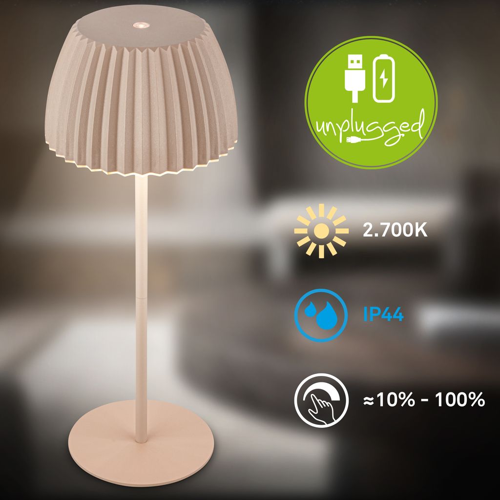 LED Tischlampe Akku LED Tischleuchte Dimmbar Kabellos Touch Aussen/Innen 8