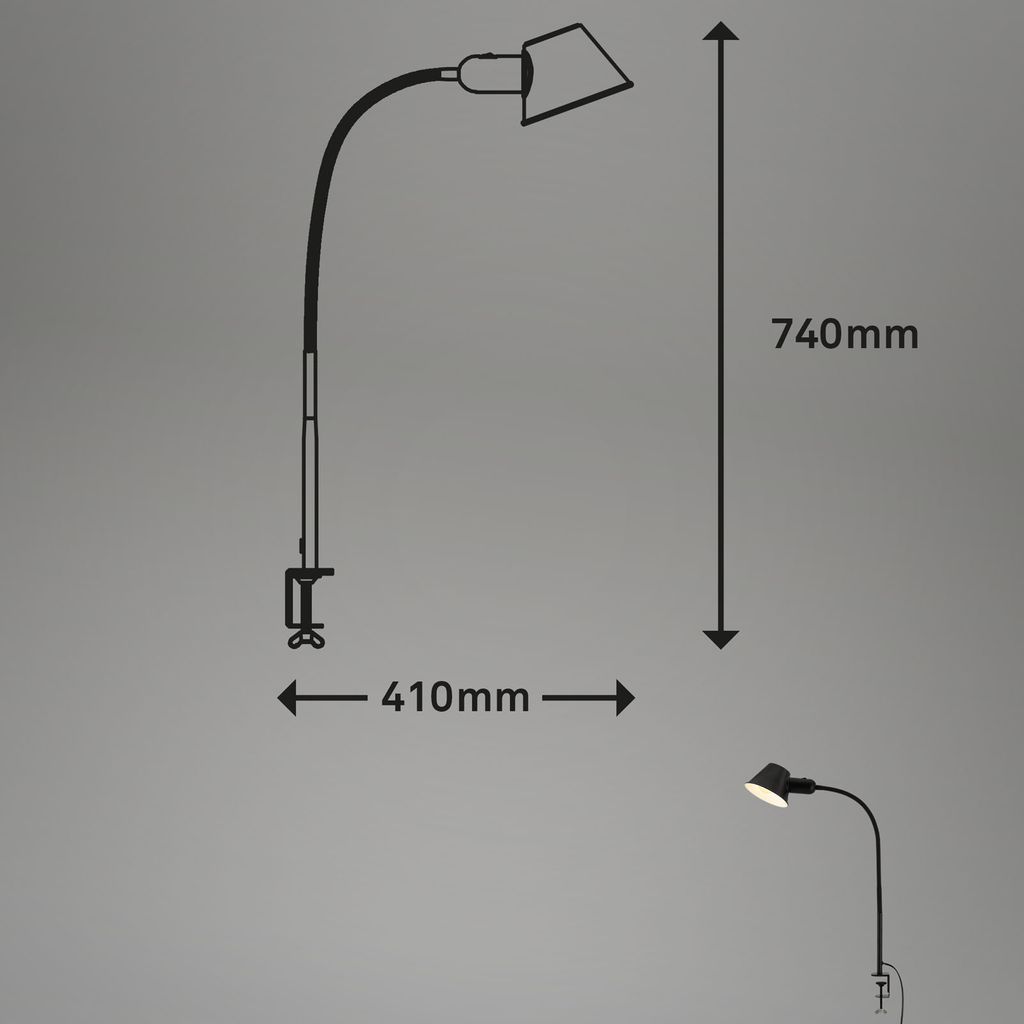 Klemmleuchte, Ø14 cm, E27, schwarz