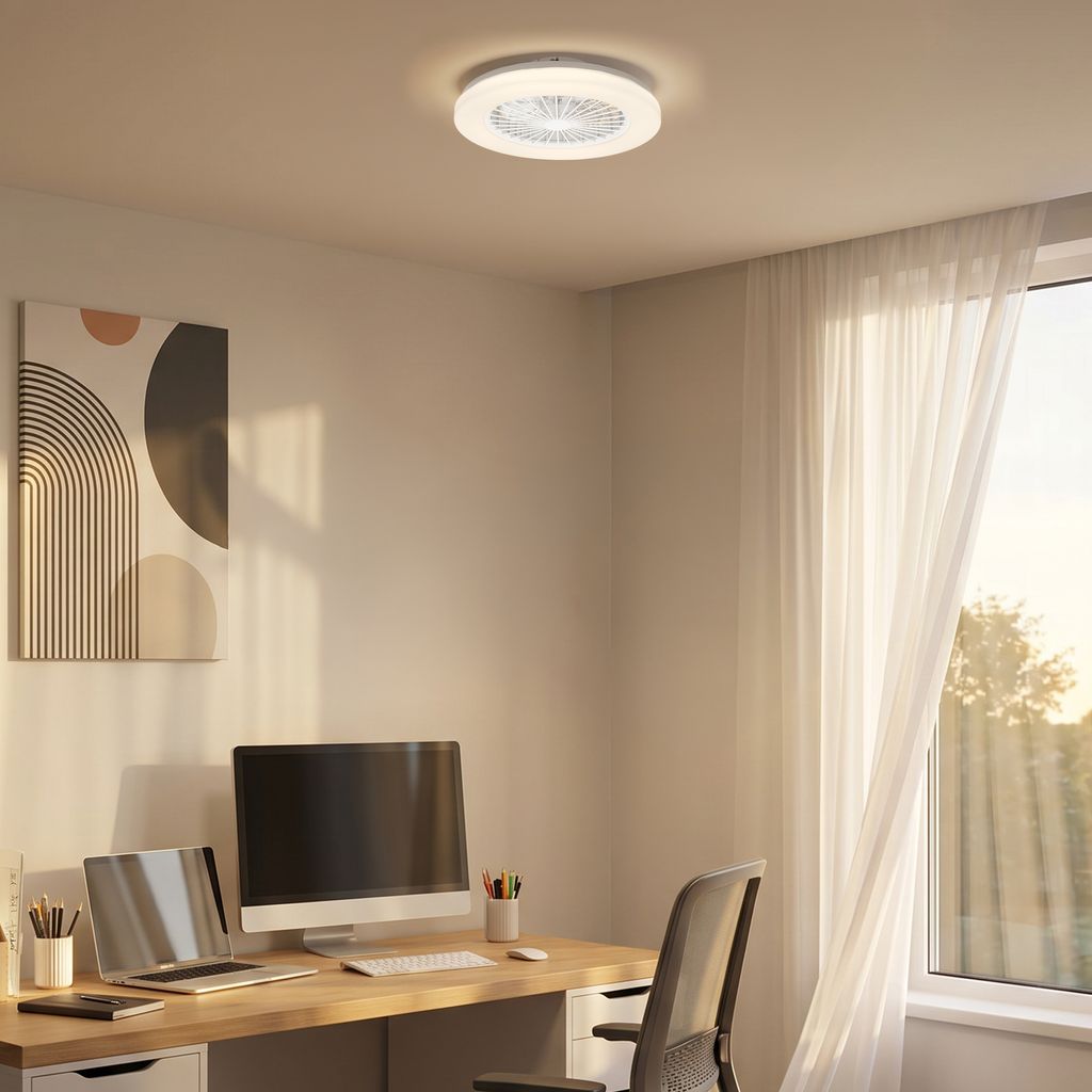 LED Ceiling Fan Light, CCT 3000–6500K, Remote, 5 Speeds, Timer, White