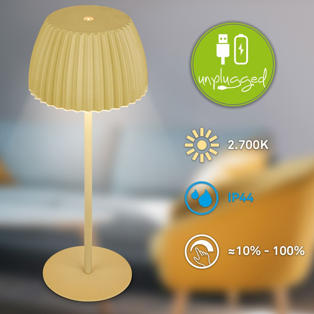 LED Tischlampe Akku LED Tischleuchte Dimmbar Kabellos Touch Aussen/Innen 8