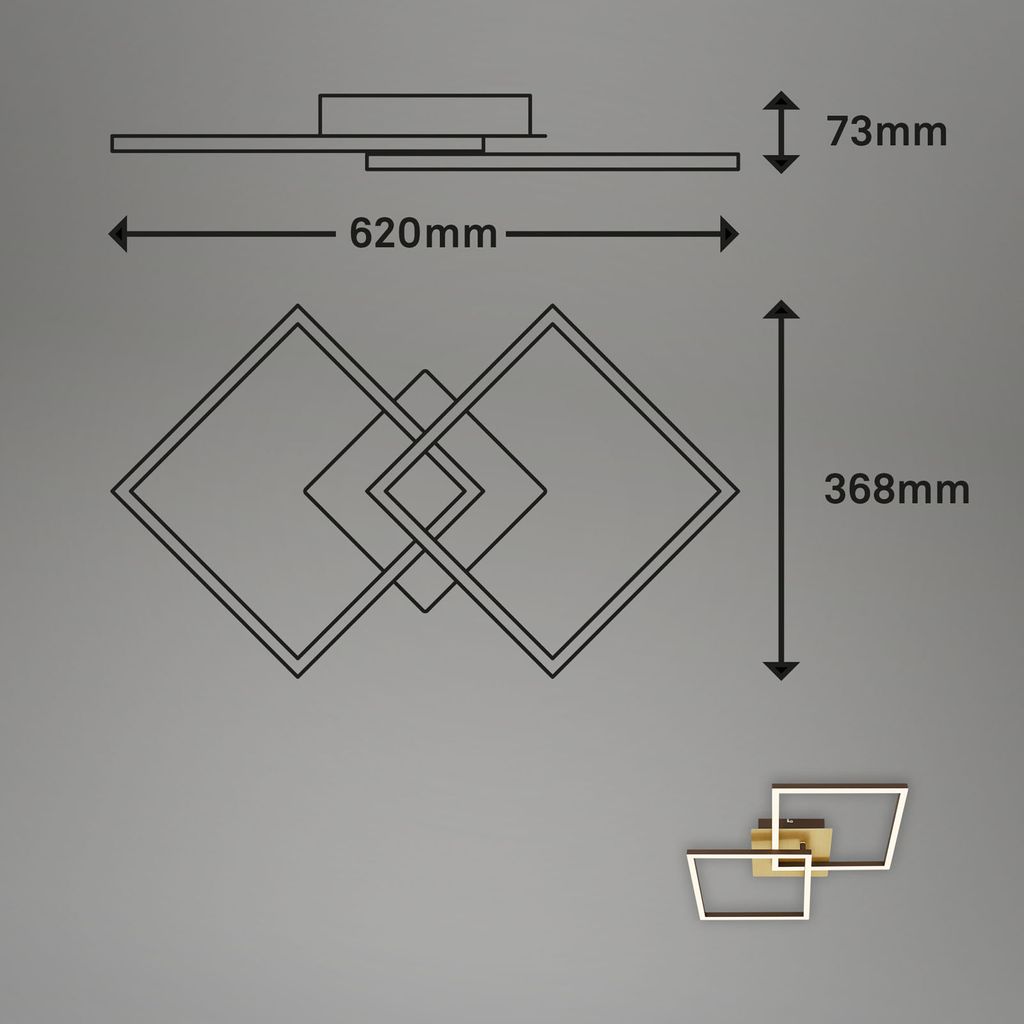 LED Deckenleuchte, 62 cm, LED-Platine, 11 W, 1200 lm, gold-braun